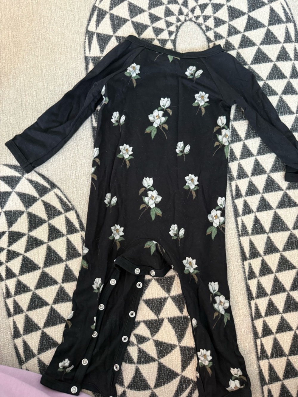 Kyte BABY Black Floral Snap Onesie